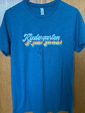Kindergarten Retro Rainbow Teacher T-Shirt Size M